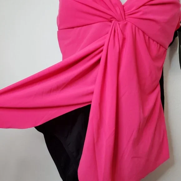 Aqua Green Women's One Piece Swimsuit Swimwear UPF 50+ Pink XL Draped - Picture 4 of 8